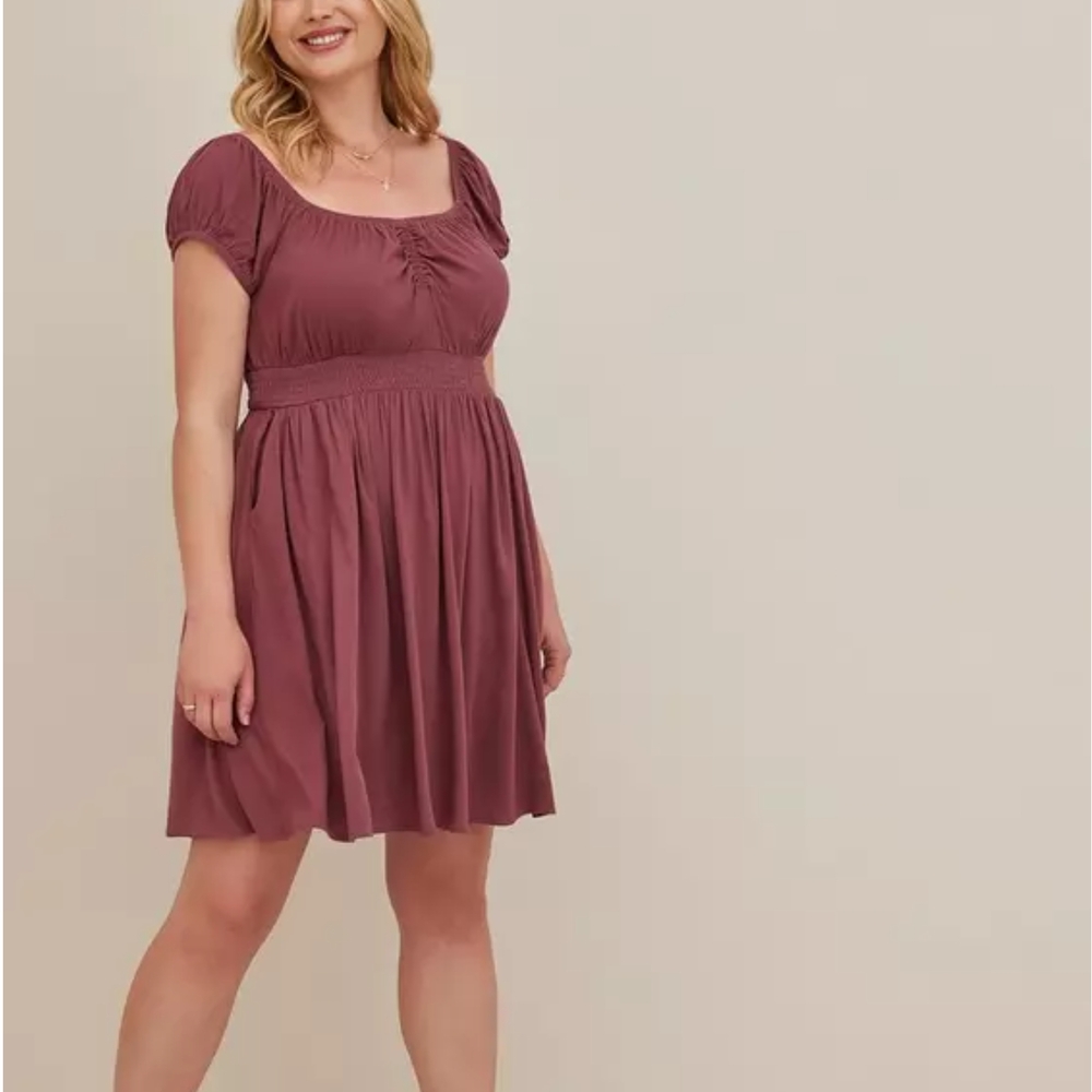Torrid Mini Lenny Smocked Waist Dress